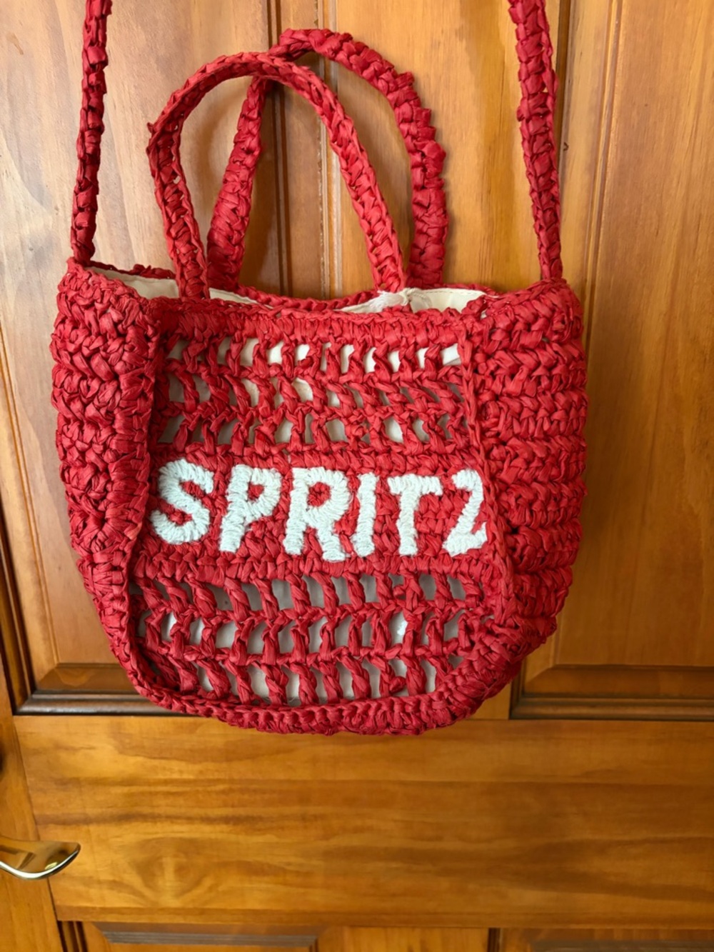 Universal Thread Red Crochet Raffia Shoulder Bag SPRITZ Crochet